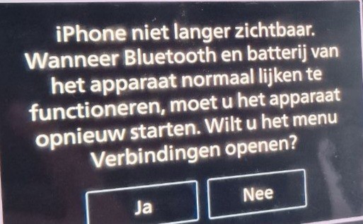Melding op digitaal scherm dat de iPhone niet langer zichtbaar is. 
