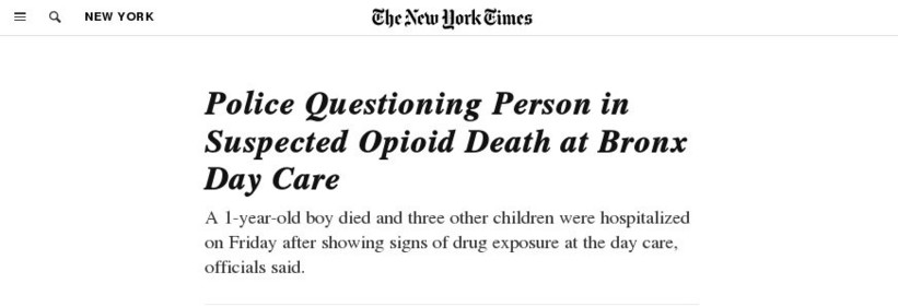 Opiod epidemic in the US
Headlines The New York Times 2023 Sept.15