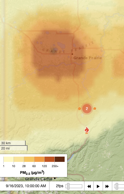 Wild fire smoke map over my region