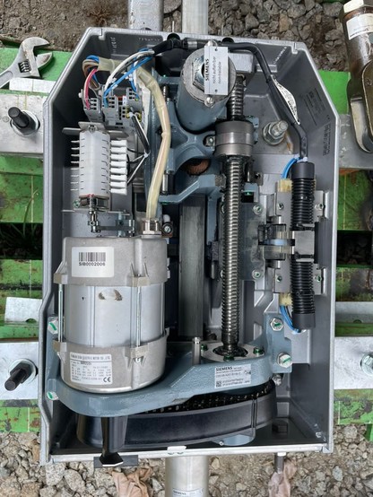 Inside the railway track switching machine.