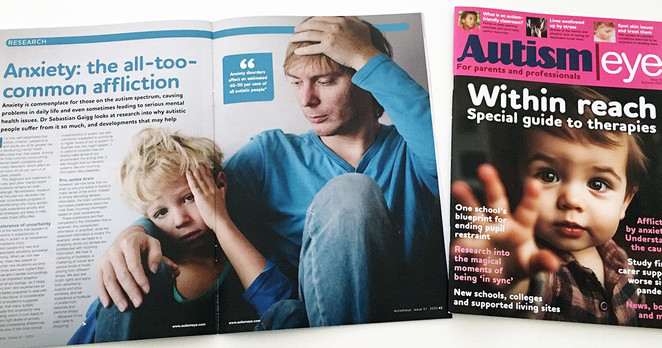 Autism Eye Magazine front page and example story.