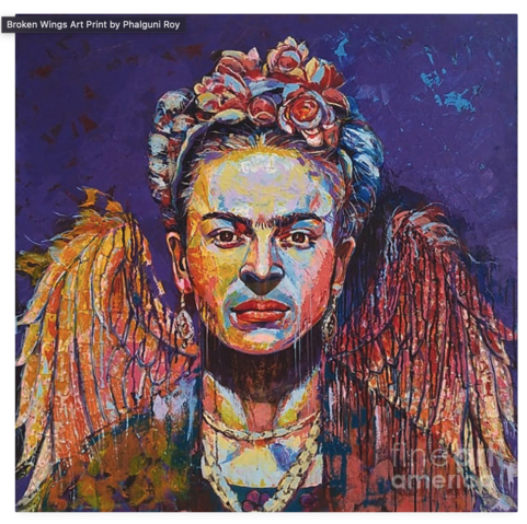 Frida Kahlo's 'Broken Wings' acrylic painting on canvas. 