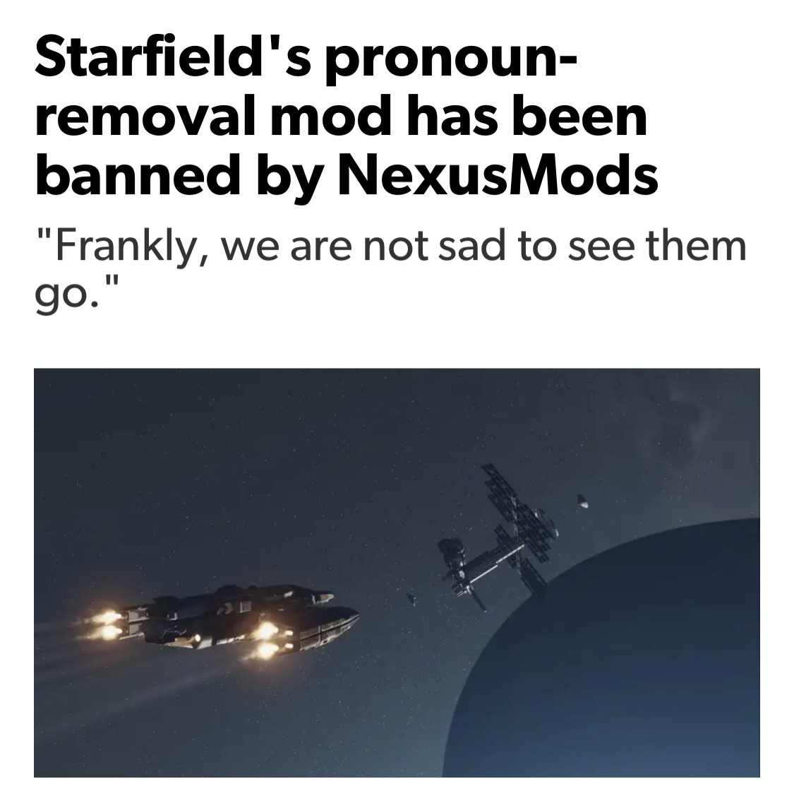 Starfield's pronoun-removal mod has been banned by NexusMods