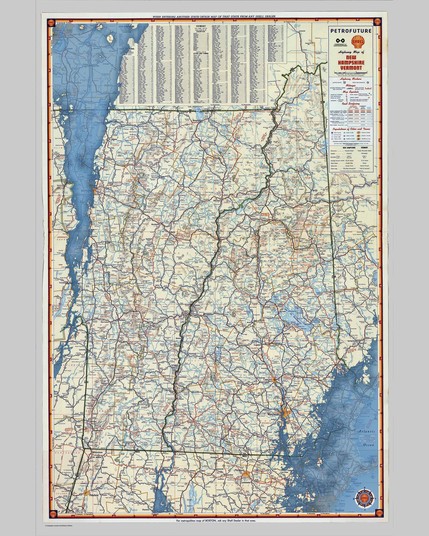 Petrofuture map of New Hampshire and Vermont...
66m sea level rise on a 1956 Shell Oil gas station map