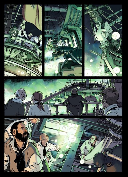 Sailors aboard HMS Cordelia, bewildered by the strange glowing mist encircling their ship. From the comic PRACTICAL DEFENCE AGAINST PIRACY.