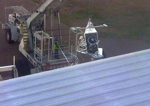 EXCITE telescope returning to the hangar after the unsuccesful launch attempt