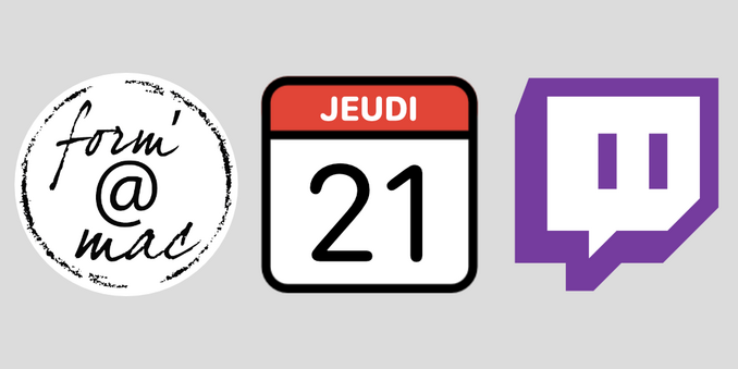 Logos formamac et Twitch

Stream du jeudi 23 septembre 2023 sur https://www.twitch.tv/formamac