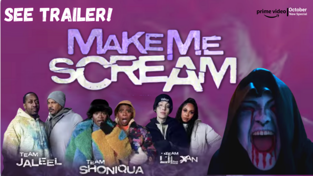 Image Of Jaleel White, Chris Williams, Shoniqua Shandai, Javalan Chew, Heaven Karma Johnson for Prime Video's Halloween Reality Show Make Me Scream