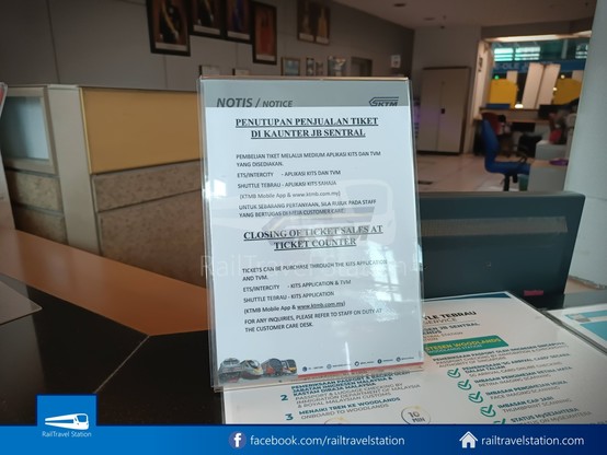 A notice by KTM regarding the closure of ticket sales, placed at the former ticket counter. Photo is from the article linked.