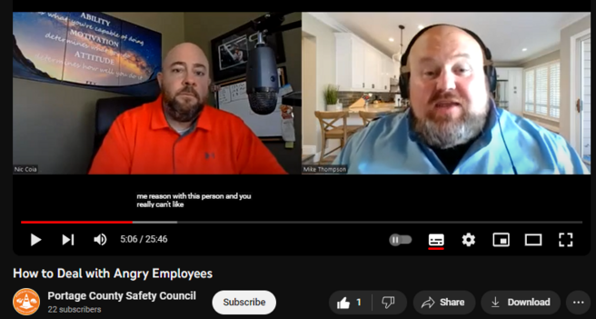 How to Deal with Angry Employees
https://www.youtube.com/watch?v=8x74EOs8m44
No views  15 Sept 2023
In this interview, Mike Thompson and Nicholas Coia discuss how to deal with angry or contentious employees through power, choice and future orientation.