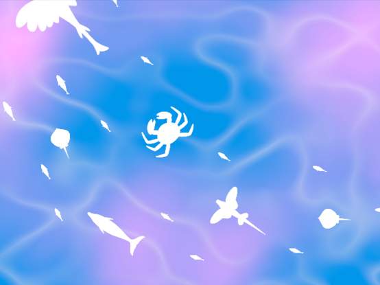 Idle Aquaria Wallpaper - Swarm of sea creatures in a colorful seascape.