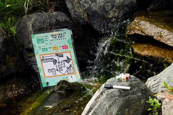 Tiny Mini Golf copy seen while taking a wild bath under a real life waterfall!
