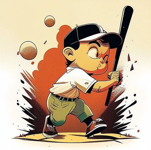 beautiful artwork, abstract, detailed, shadows, baseball player