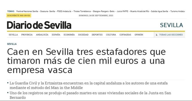 Guipuzcoa scam
Headlines Diario De Sevilla 2023 Sept.22