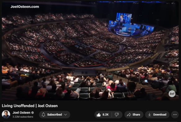 Living Unoffended | Joel Osteen
https://www.youtube.com/watch?v=AFSoAdMQNRs
208,519 views  19 Sept 2023  LAKEWOOD CHURCH
How you handle offenses can broaden or limit your potential. When you release the offense and trust God to be your vindicator, there’s no limit to where He can take you. 

🛎 Subscribe to receive weekly messages of hope, encouragement, and inspiration from Joel! http://bit.ly/JoelYTSub

Follow #JoelOsteen on social 
Twitter: http://Bit.ly/JoelOTW 
Instagram: http://BIt.ly/JoelIG 
Facebook: http://Bit.ly/JoelOFB