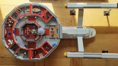 An overhead shot of the LEGO USS Enterprise project I designed and built in 2020 🖖