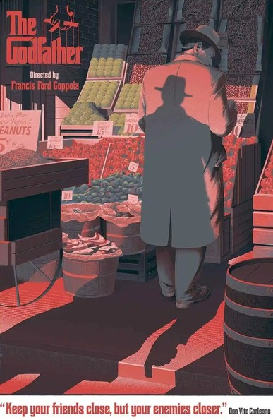 Poster de la película El padrino, del ilustrador Laurent Durieux