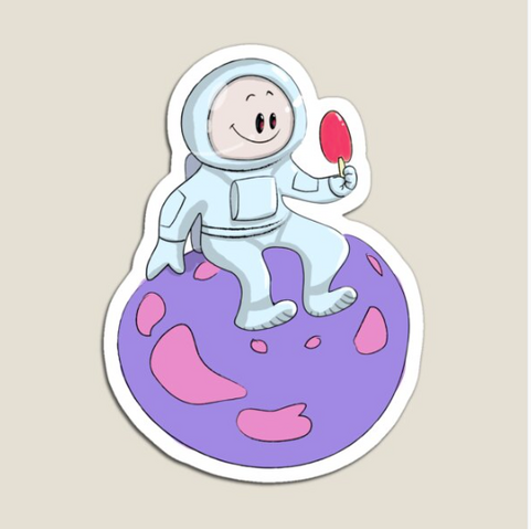 Digital art of an astronaut having a popsicle on a planet 