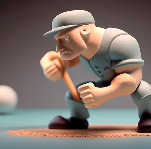 beautiful painting, abstract, detailed, shadows, baseball player