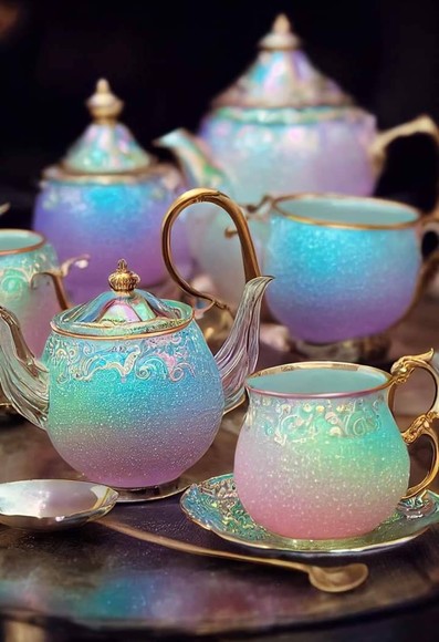 tea cups and tea pot