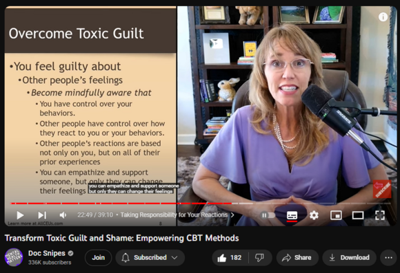 Transform Toxic Guilt and Shame: Empowering CBT Methods
https://www.youtube.com/watch?v=suG0ohekVsQ