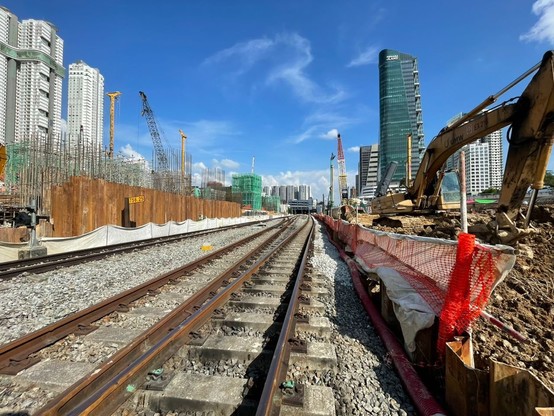 Constructions of RTS Link station by the side of existing RAC-KTMB railway track.
