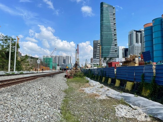 Construction of RTS Link station as seen from afar on the other side of RAC-KTMB railway track.