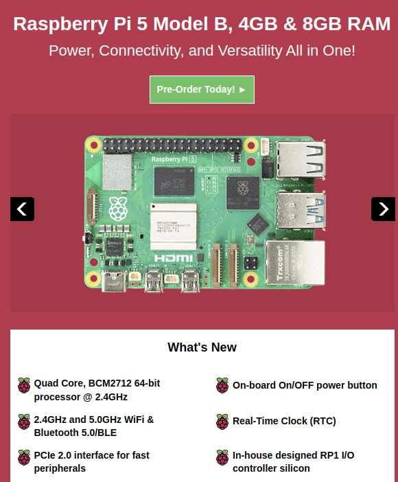 Raspberry Pi 5 8GB RAM Preorder