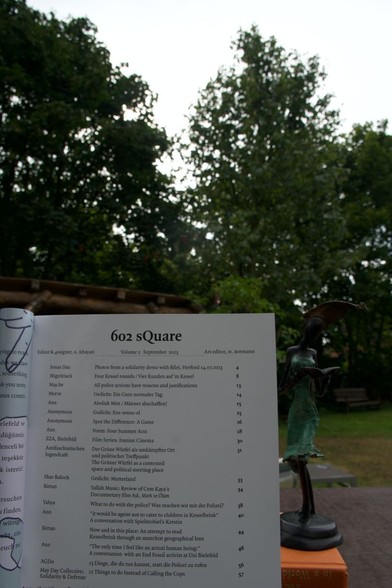 A picture of the magazine's content, nearly to small to read, the letters.