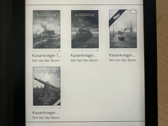 Die Kaiserkrieger-eBooks 1, 2, 3 und 7 auf meinem Tolino.