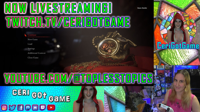 screenshot from my livestream setup, with me smiling and holding my white ps5 controller in the corner and the opening screen for Lies of P in the main screen