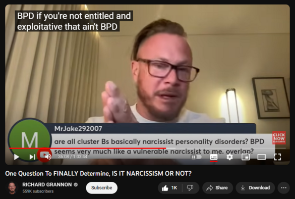 One Question To FINALLY Determine, IS IT NARCISSISM OR NOT?
https://www.youtube.com/watch?v=ATqYCbb2eqs