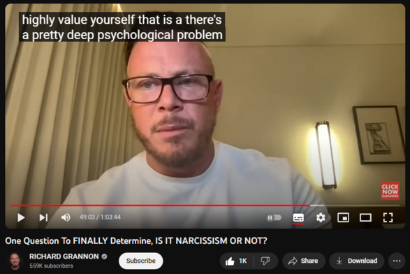 One Question To FINALLY Determine, IS IT NARCISSISM OR NOT?
https://www.youtube.com/watch?v=ATqYCbb2eqs