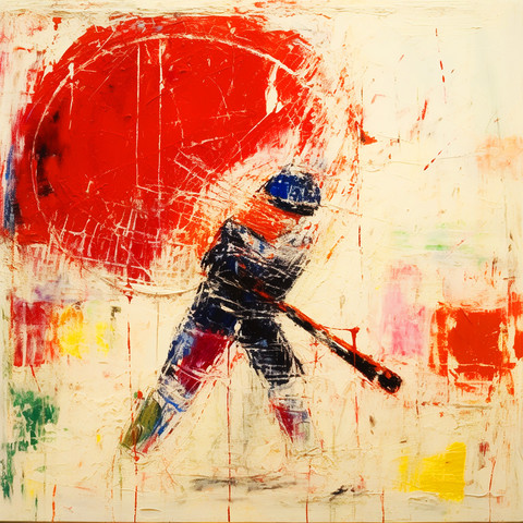 beautiful painting, abstract, detailed, shadows, baseball player