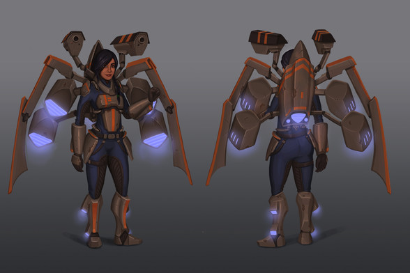 Concept art of a Technomancer playable character for the Crystal Squad game