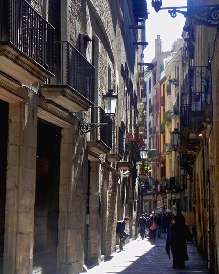 Narrow Street of Barcelona, Spain