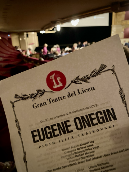 Front page of the programme for Eugene Onegin at Liceu Barcelona 