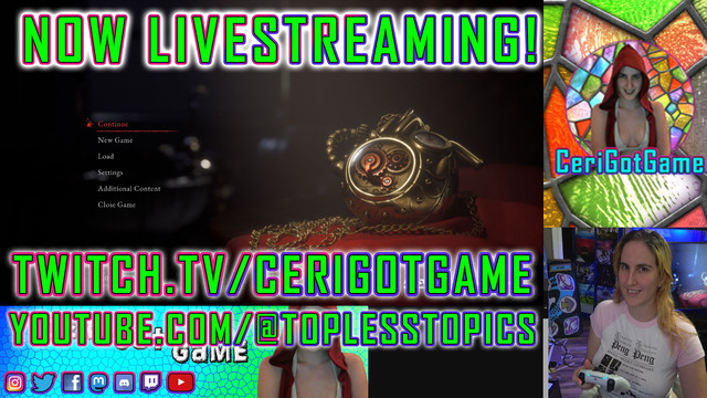 Screenshot from my livestream setup, with me smiling in the corner holding a white PS5 controller, and the opening screen for Lies of P in the main screen