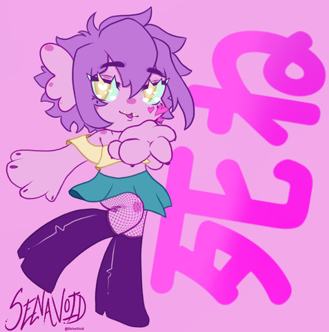 My OC, Neap, a fish lady with pink skin and purple hair :3