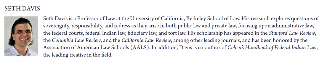 A brief bio of Professor Seth Davis of UC Berkeley School of Law