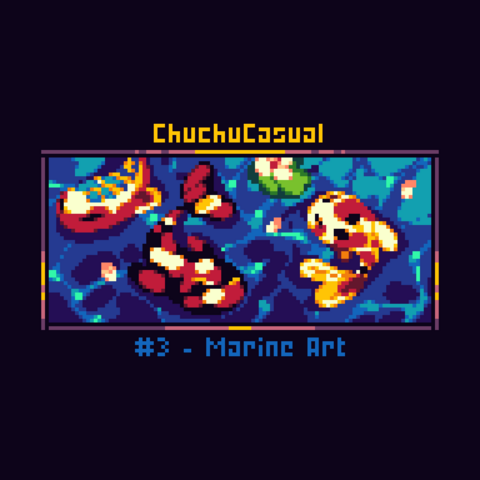pixel art of a group of koi fish in the water