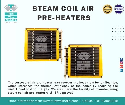 The purpose of air pre-heater is to recover the heat from boiler flue gas, which increases the thermal efficiency of the boiler by reducing the useful heat lost in the gas.
