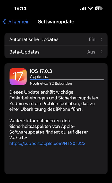 Download von iOS 17.0.3