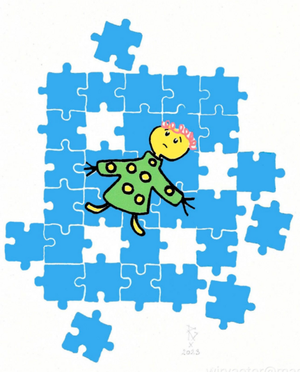 Trauriges Kind auf Puzzle Illustration