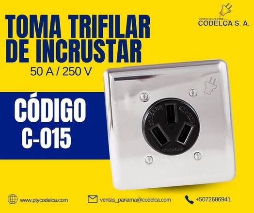C-015 TOMA DE INCRUSTAR TRIFILAR DE 50 AMP