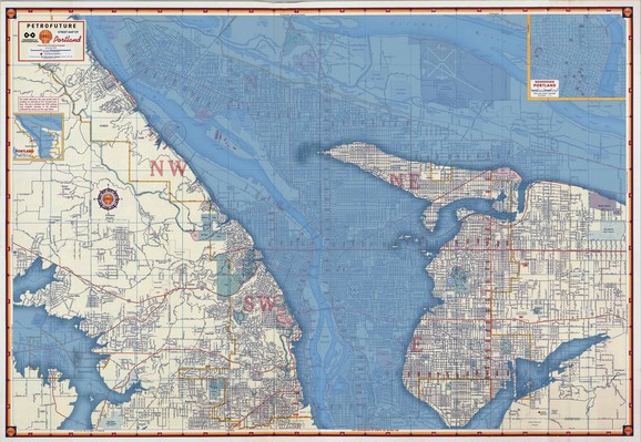 Petrofuture map of Portland, OR. Made by Conspiracy of Cartographers

66m sea level rise on a 1956 Shell Oil gas station map