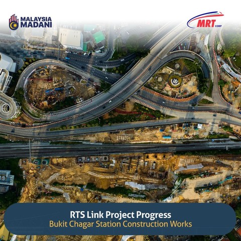 Aerial view of Bukit Chagar Station Construction Works as part of the progress on RTS Link Project.