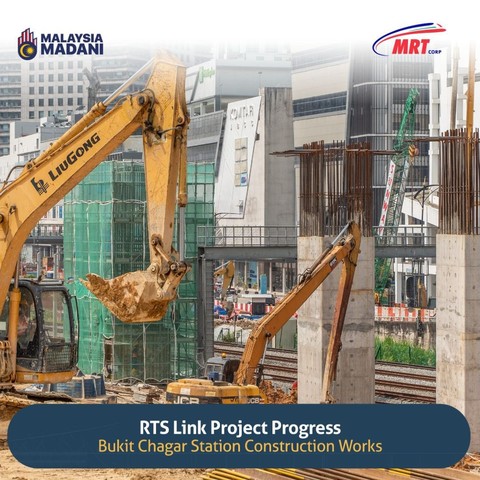 Ground view of Bukit Chagar Station Construction Works as part of the progress on RTS Link Project.