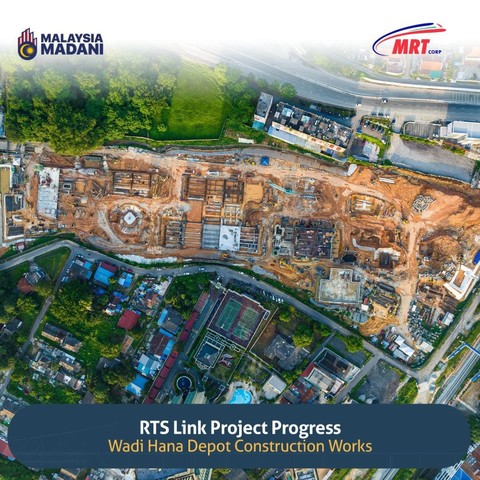 Aerial view of Wadi Hana Depot Construction Works as part of the progress on RTS Link Project.