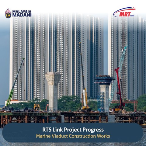 Ground view of Marine Viaduct Construction Works as part of the progress on RTS Link Project.